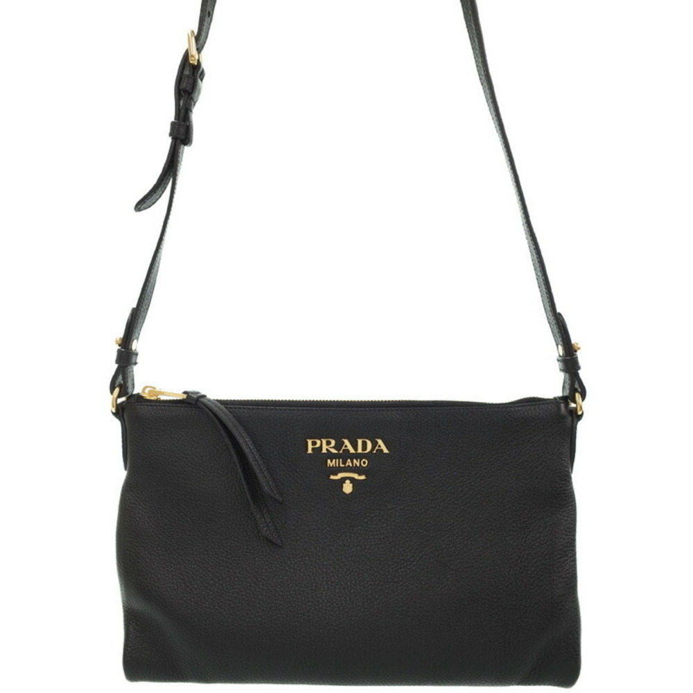 Prada Daino Leather Crossbody Shoulder Bag Black